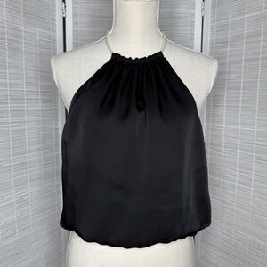 Cami NYC Silk Pearl Strap Halter Top Black Size M New with Tags